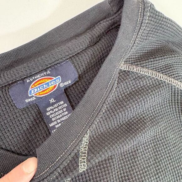 Dickies Shirt Mens XL Cyber Y2K Grunge Aflliction Type Thermal Black Crewneck - Picture 6 of 7